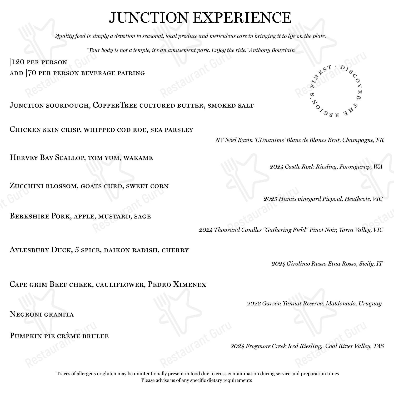 Junction Moama в Моаме - Restaurant Menu