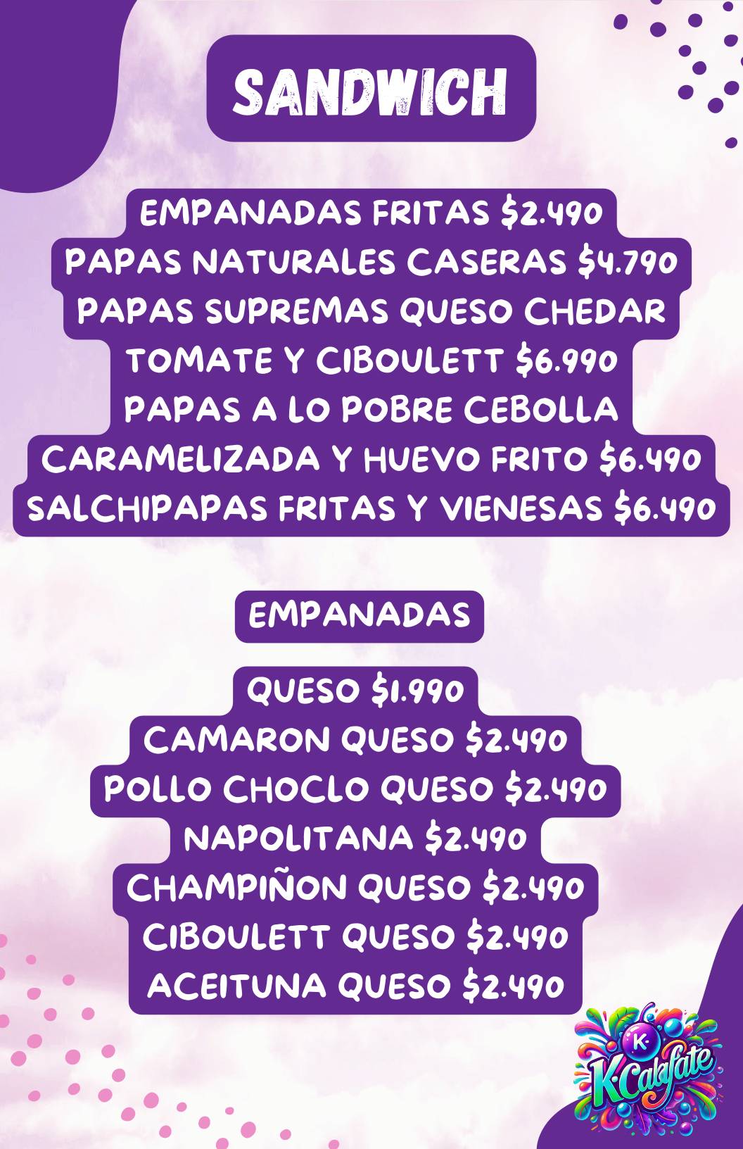 K-Calafate меню