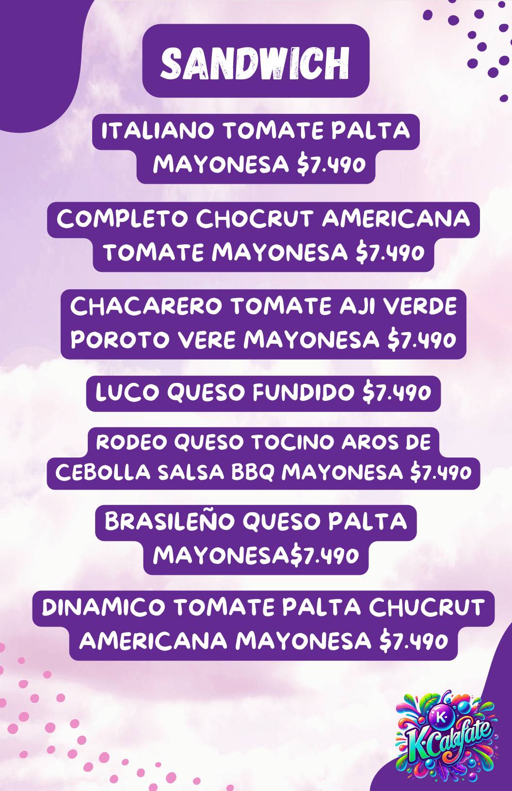K-Calafate меню