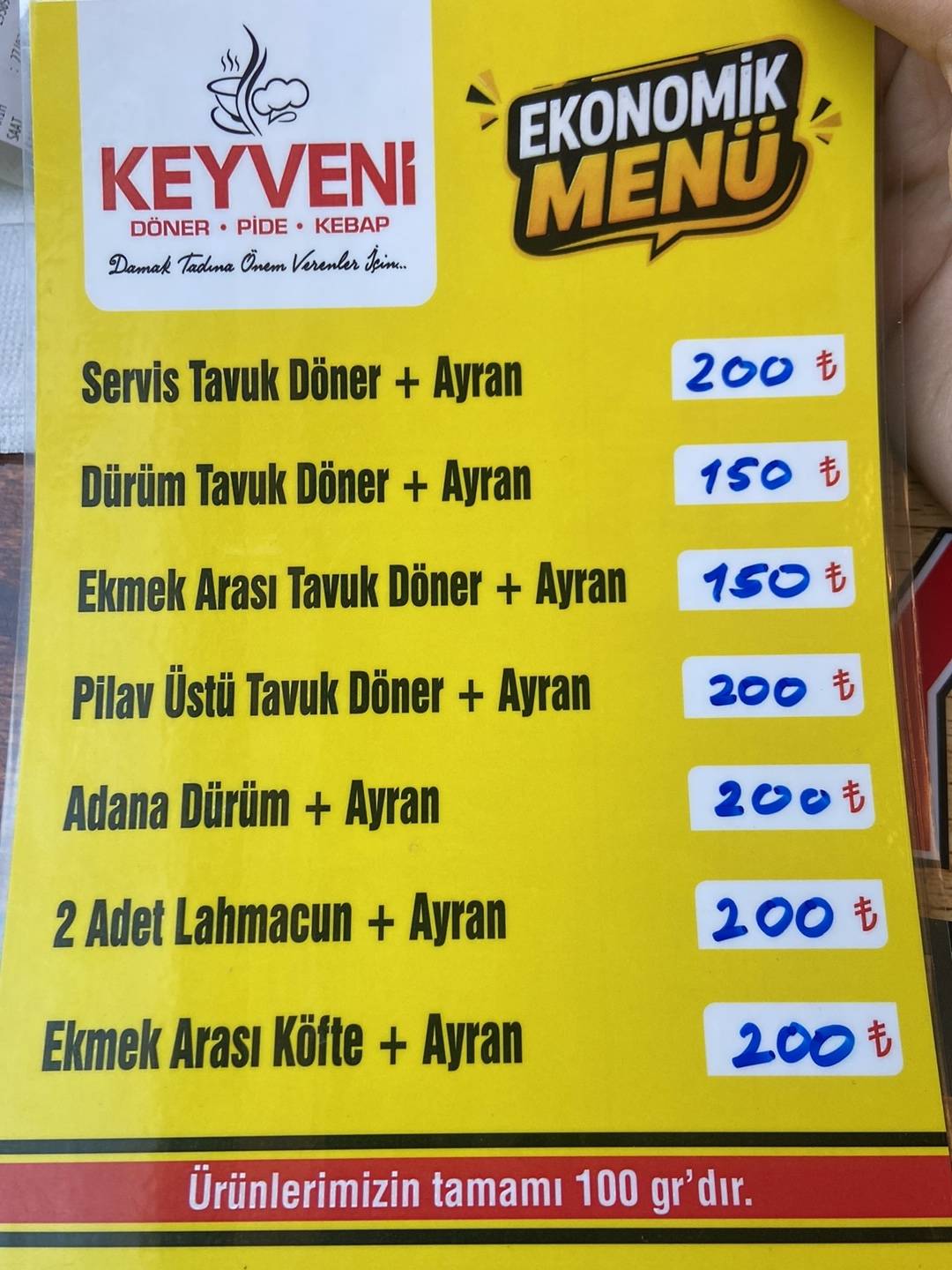 KEYVENİ RESTORAN меню