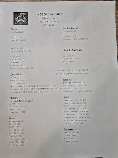 KG’s Smokehouse LLC at the Bourbon Barrel меню