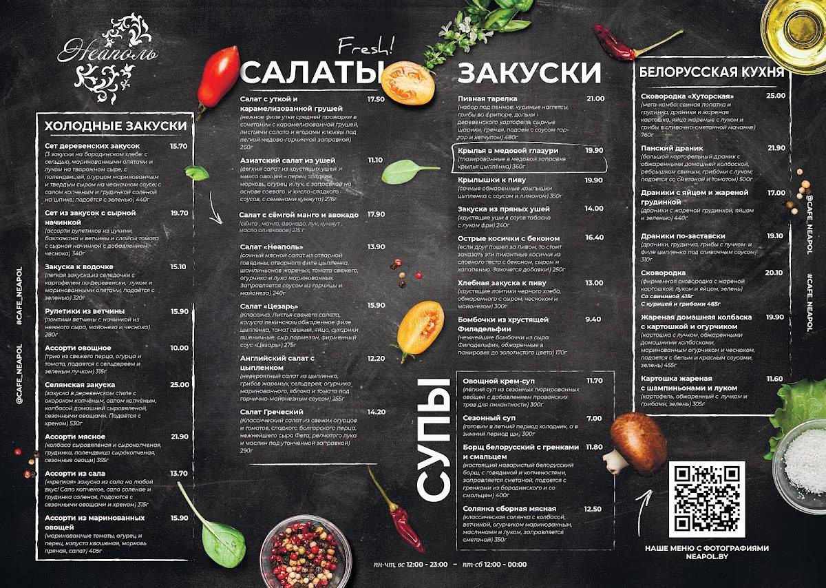 кафе Неаполь меню
