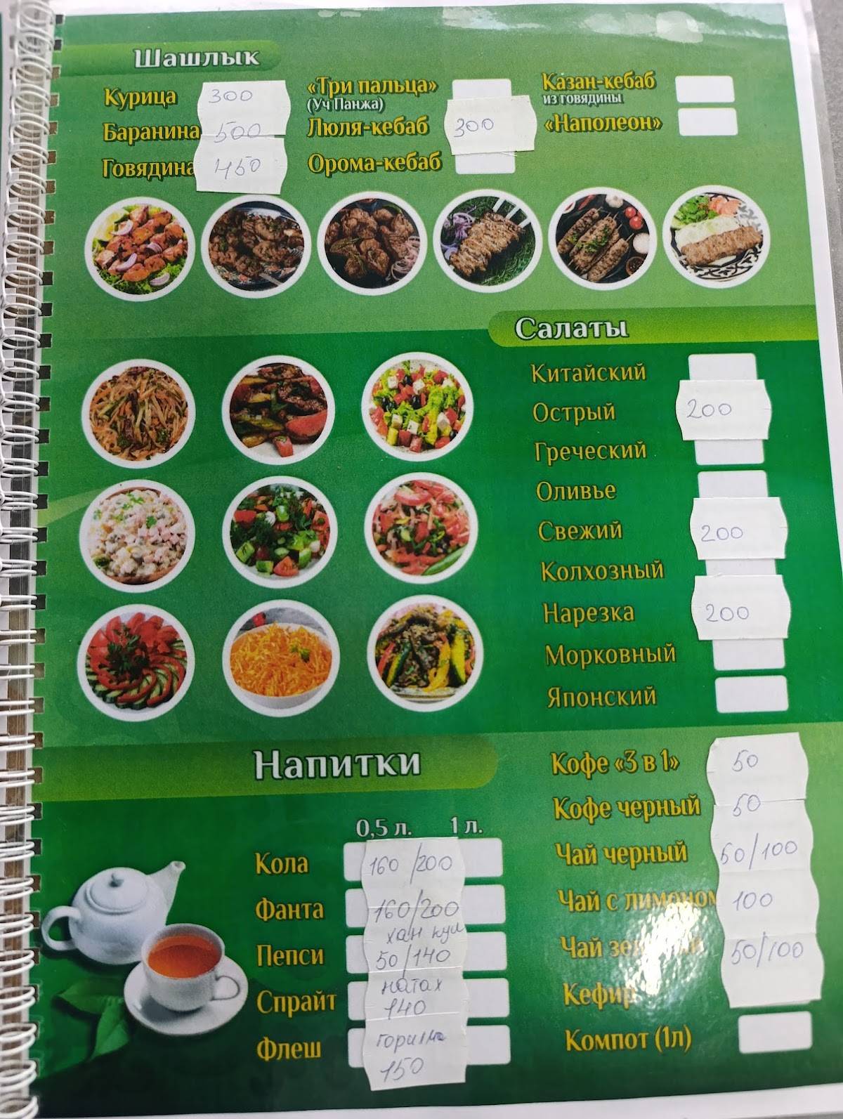 Кафе меню