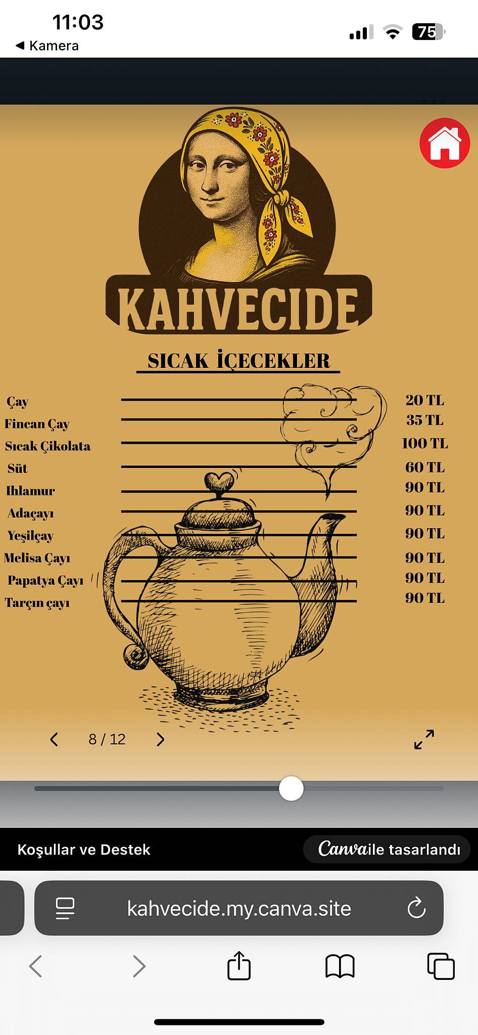 Kahvecide меню