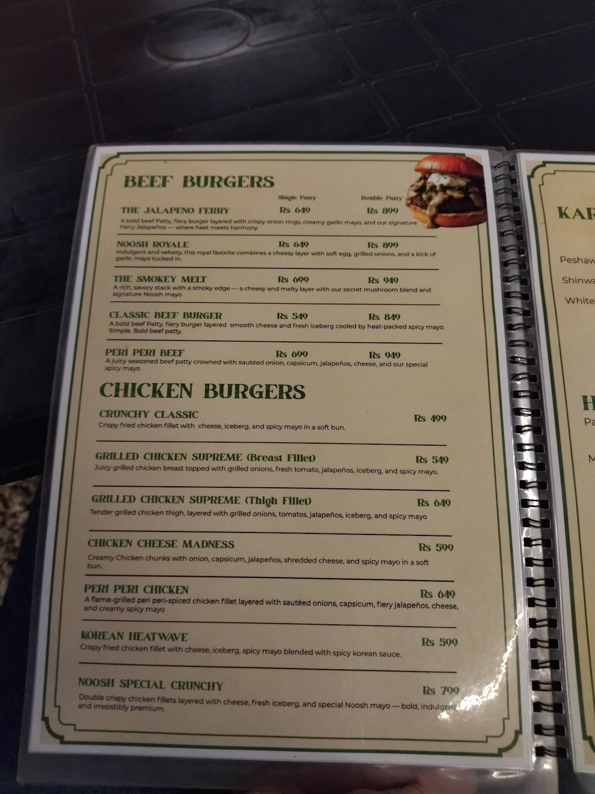 Noosh Restaurant меню