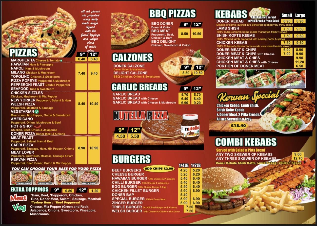 Kervan Pizza And Kebab House меню