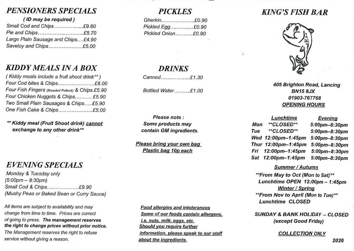 King's Fishbar меню