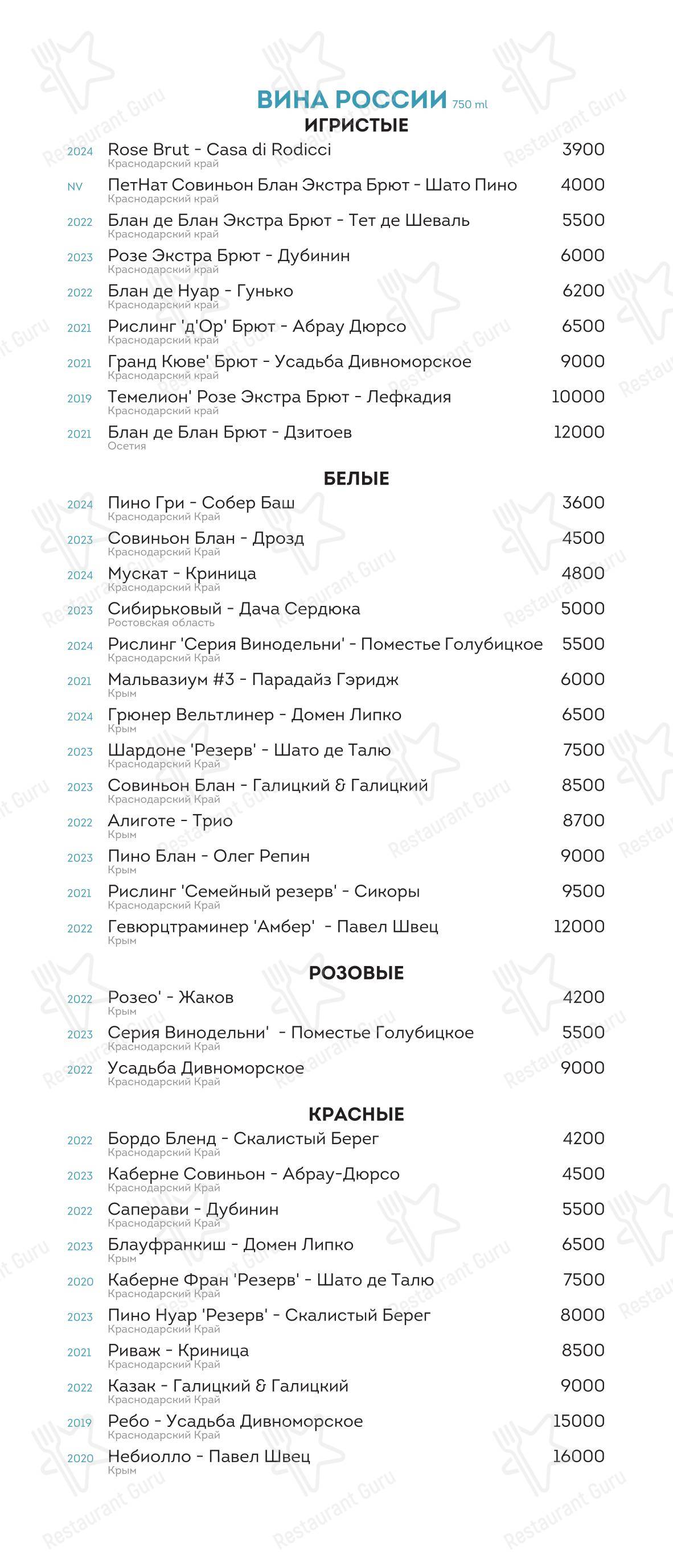 Клёво в Сочи - Меню