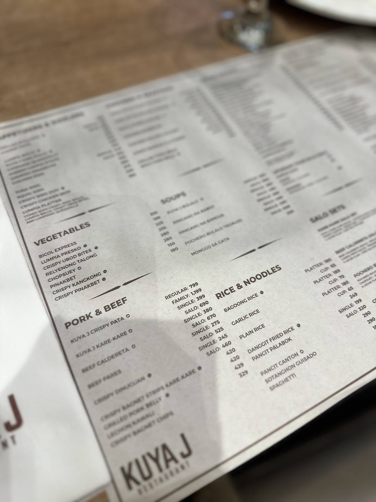 Kuya J Cafe & Restaurant - SM City Santa Rosa меню