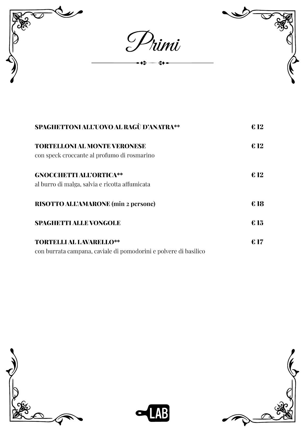 LABISTROT меню