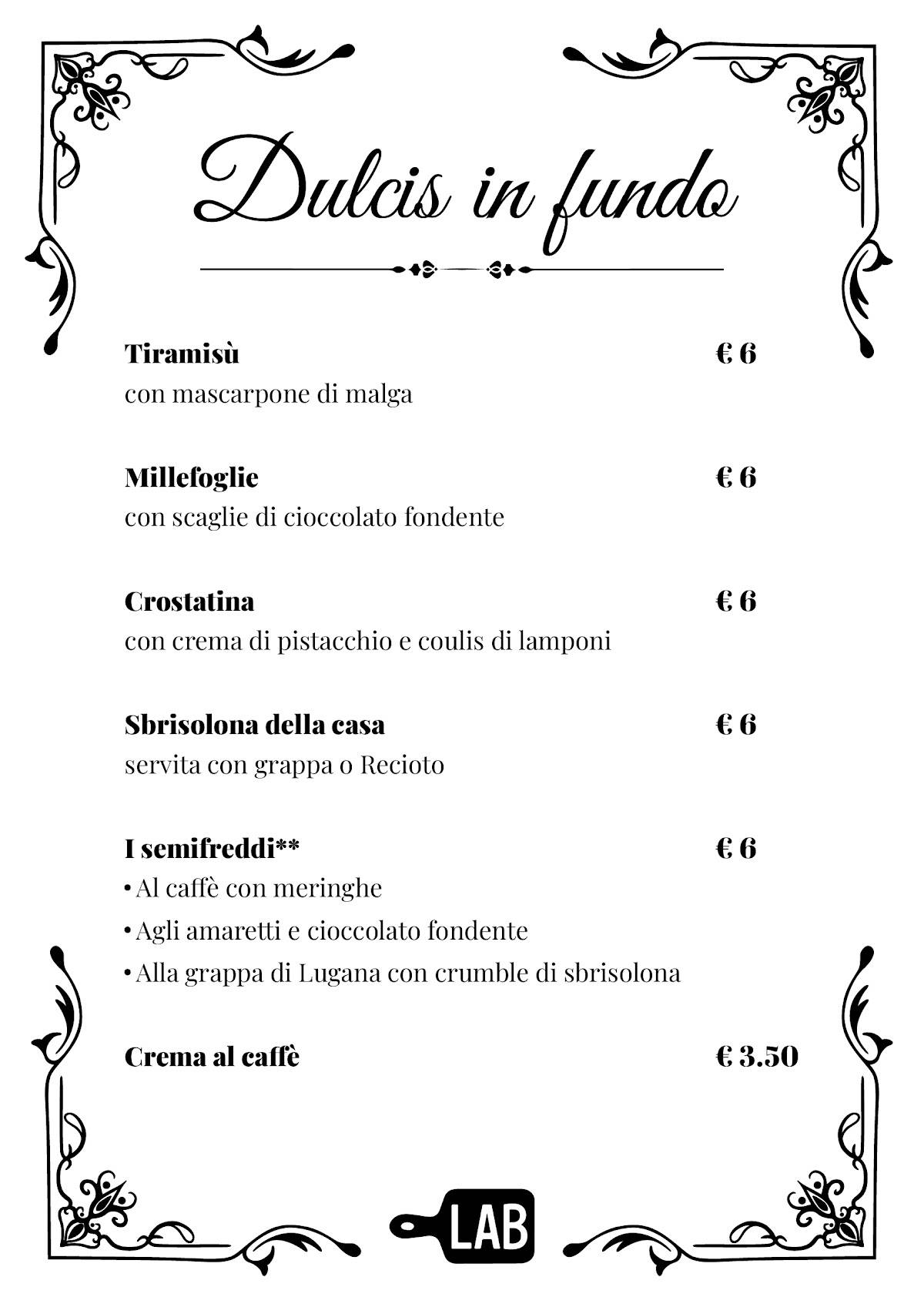 LABISTROT меню
