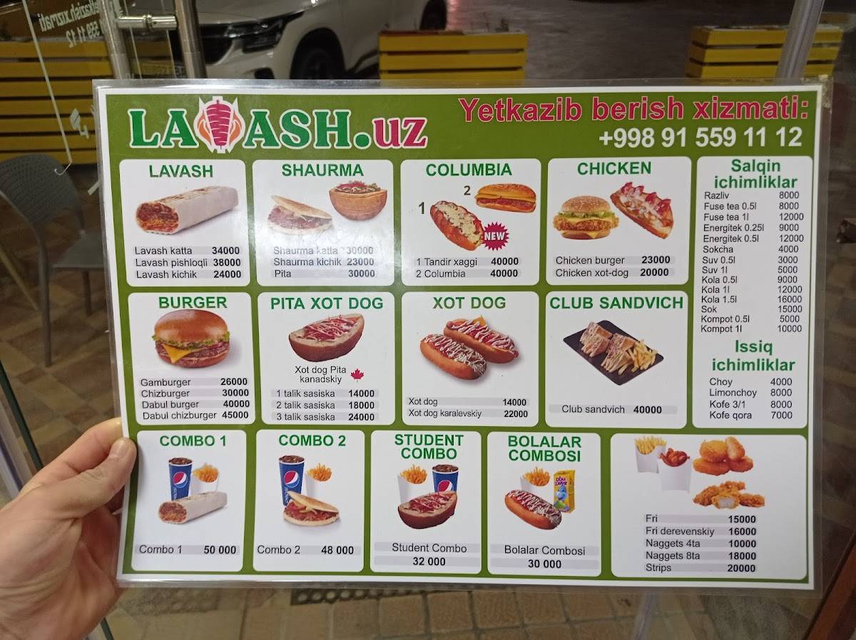 LAVASH.uz меню