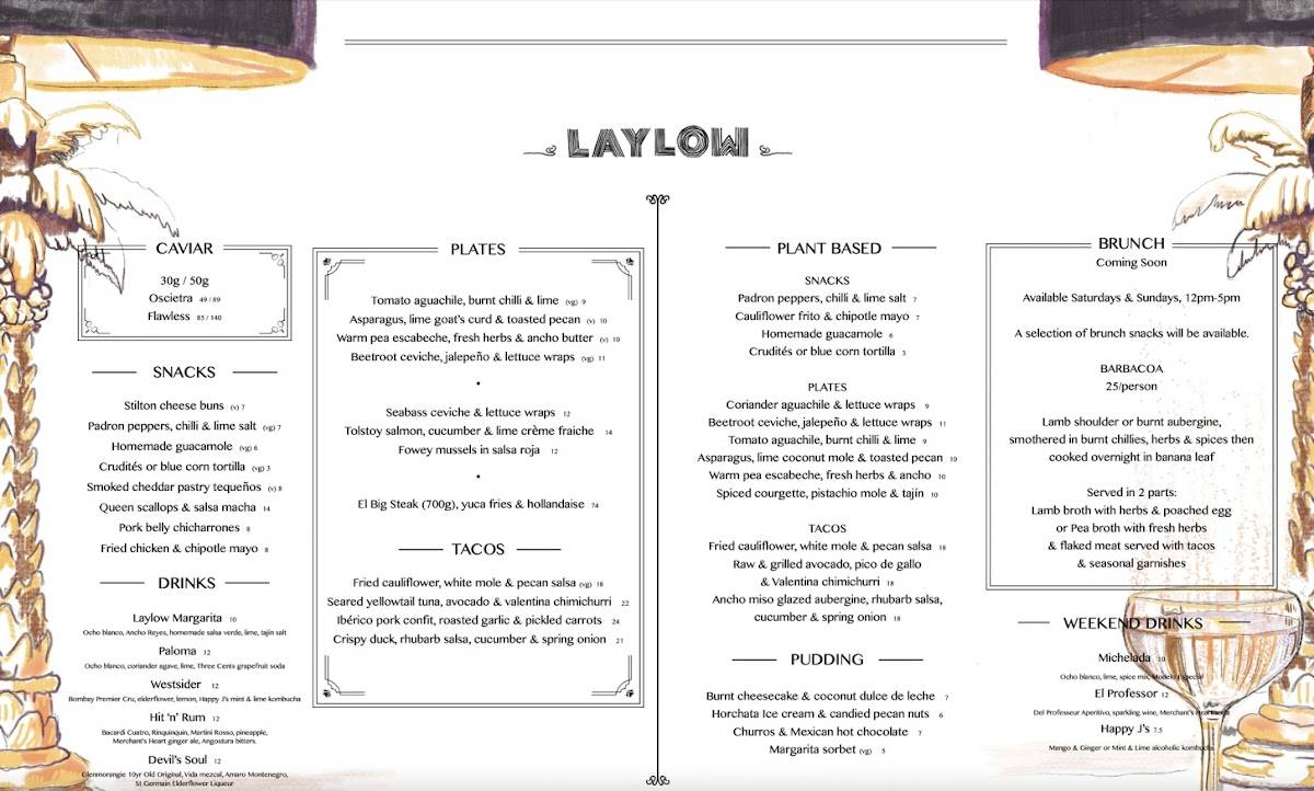 LAYLOW меню