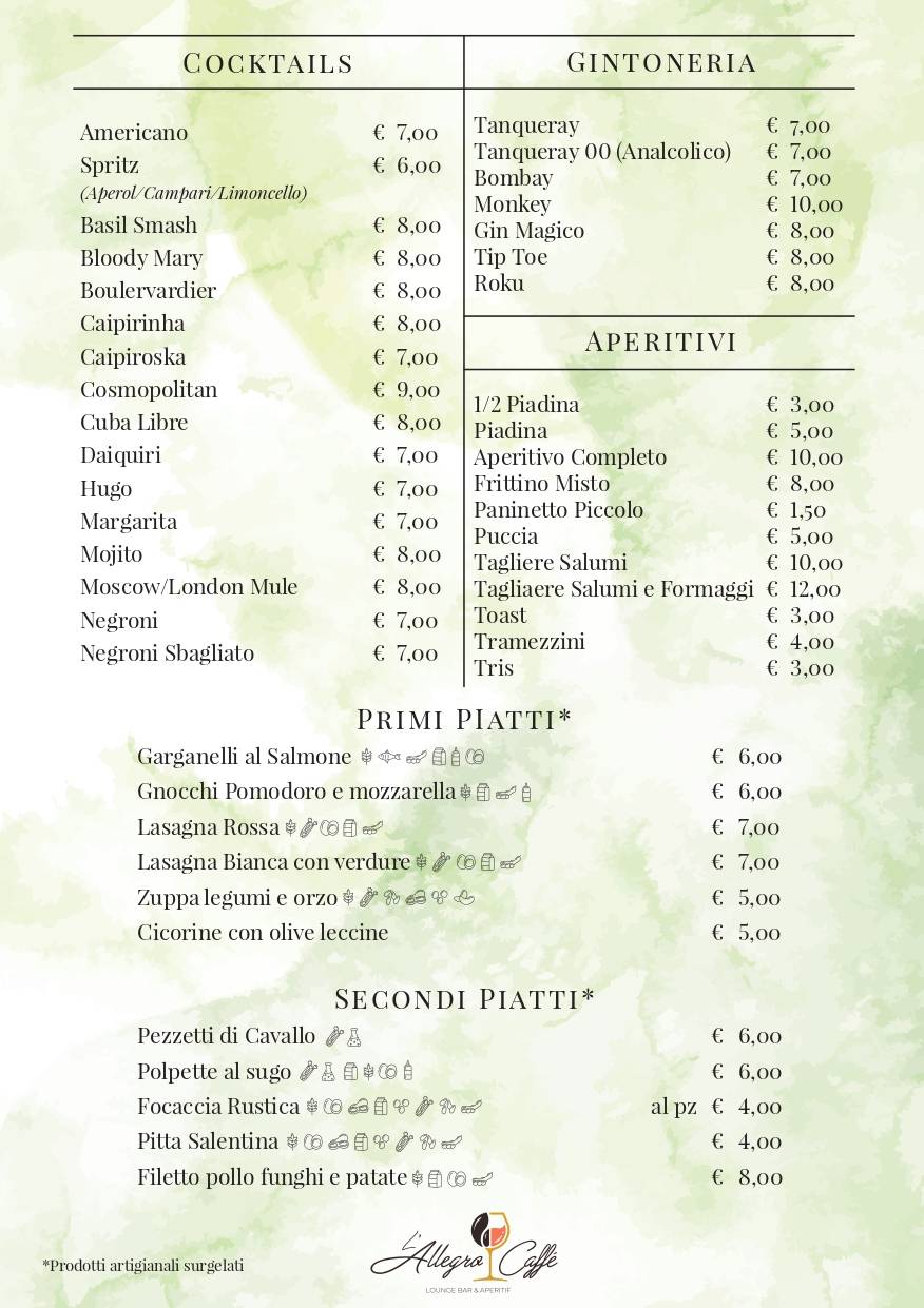L'Allegro Caffé меню