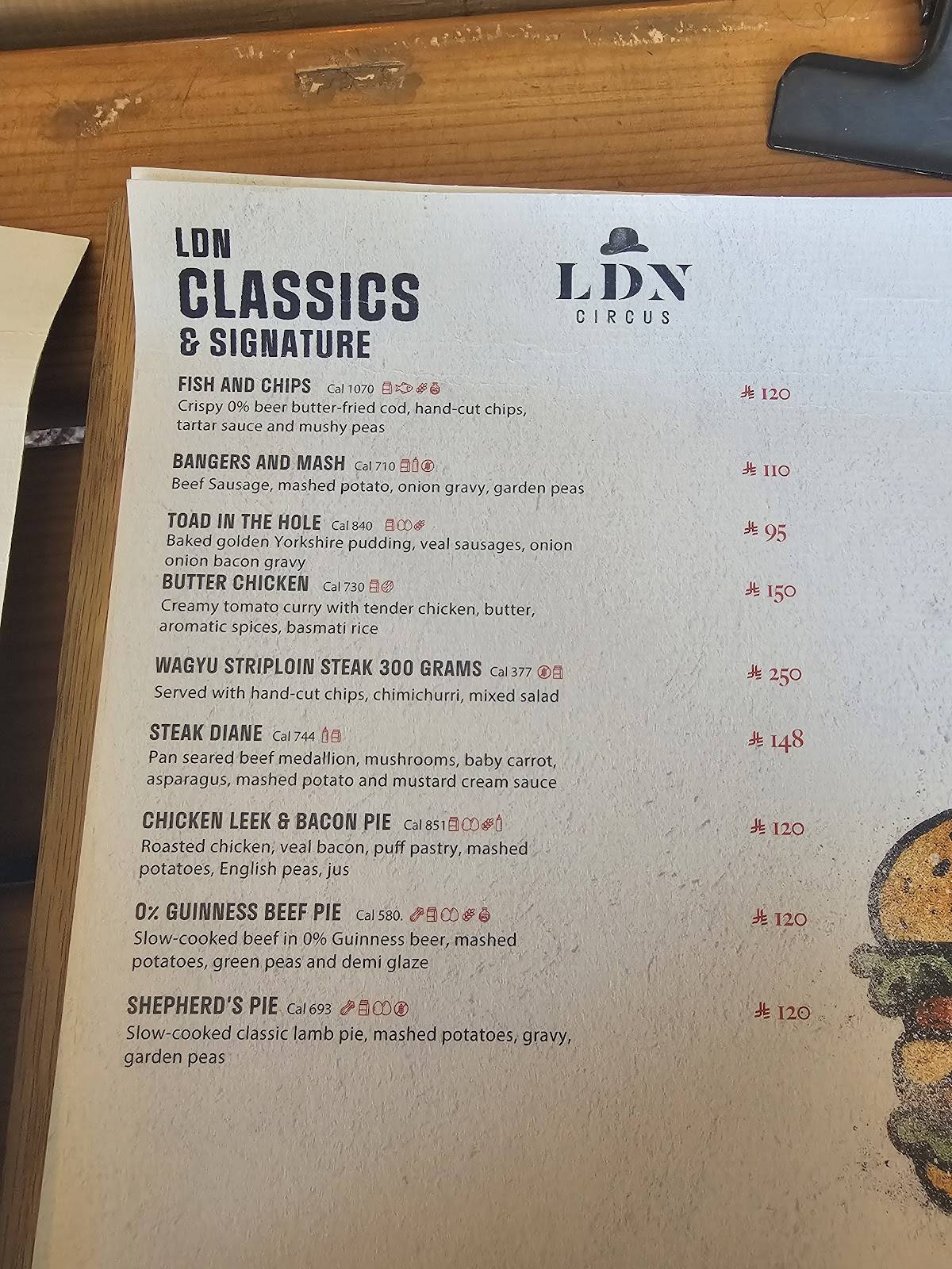 LDN Circus меню