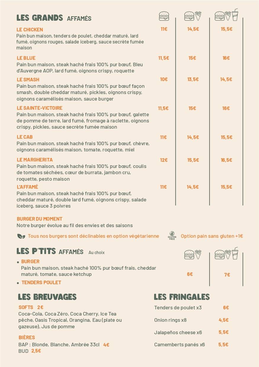 LE BURGER AFFAMÉ меню