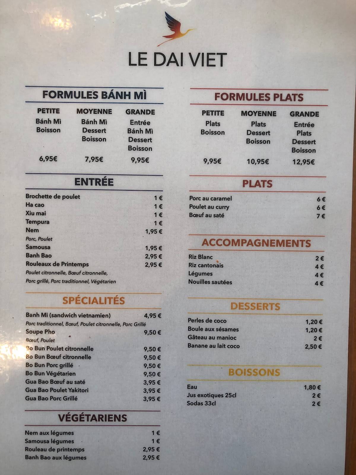 LE DAI VIET меню