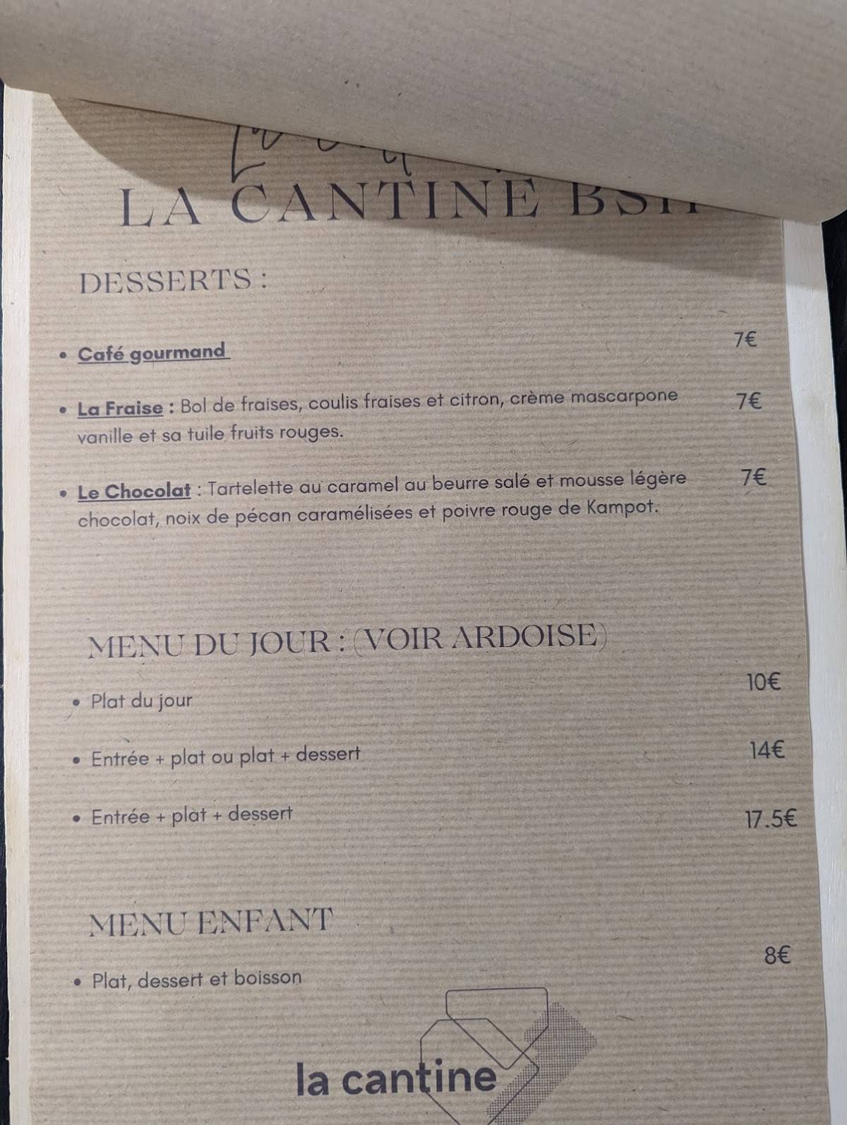 La Cantine bsh меню