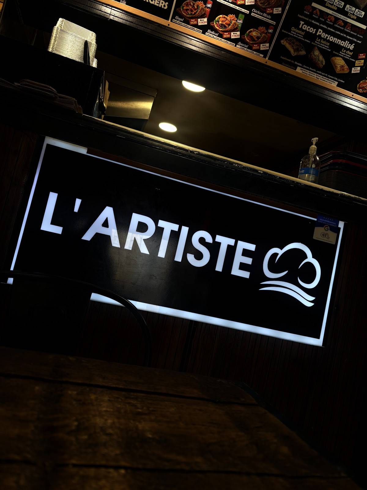 L'artiste меню