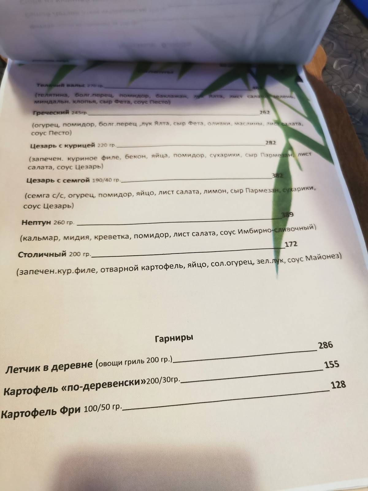 Арт-Кафе Летчики меню