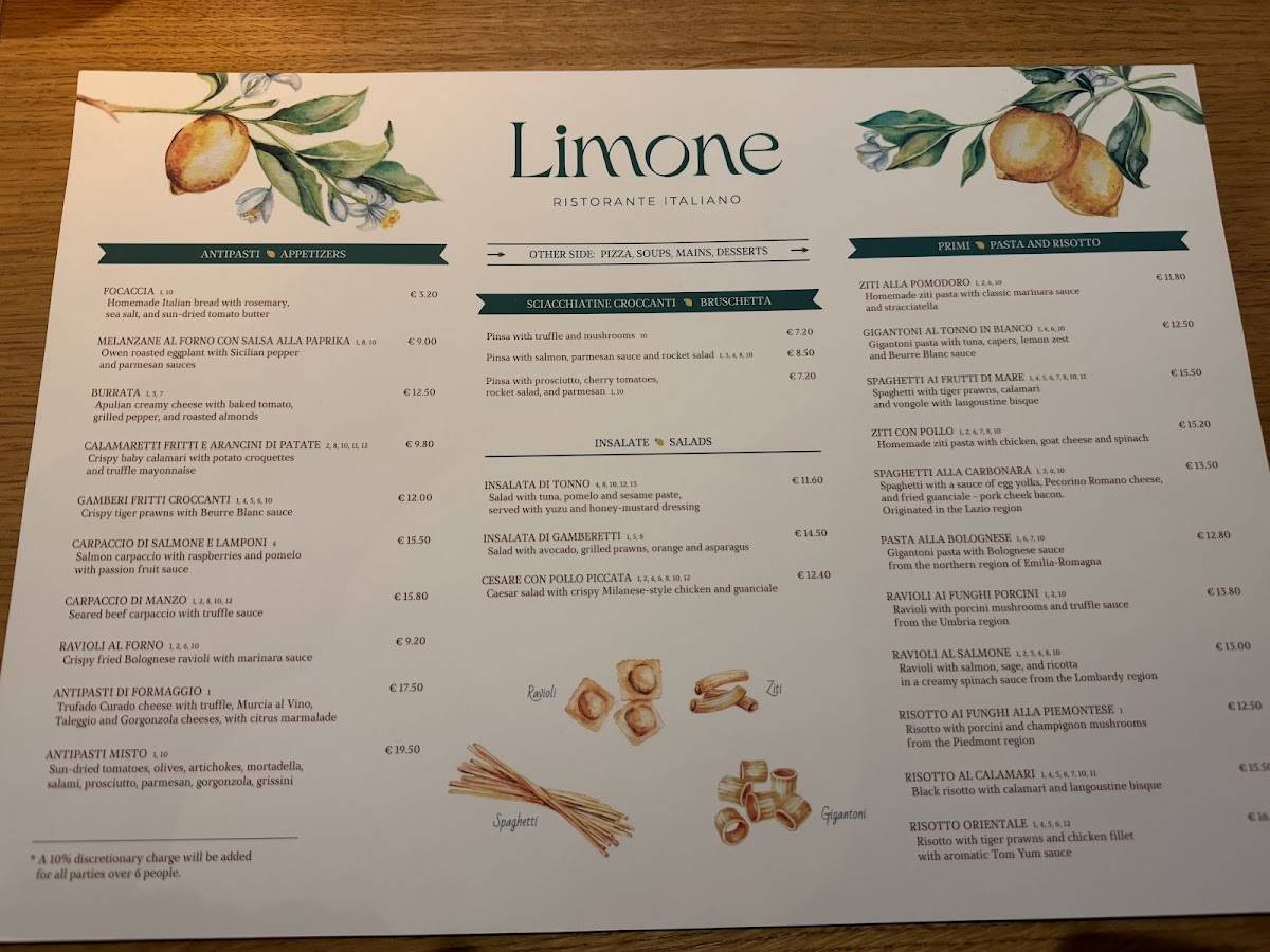 Limone меню