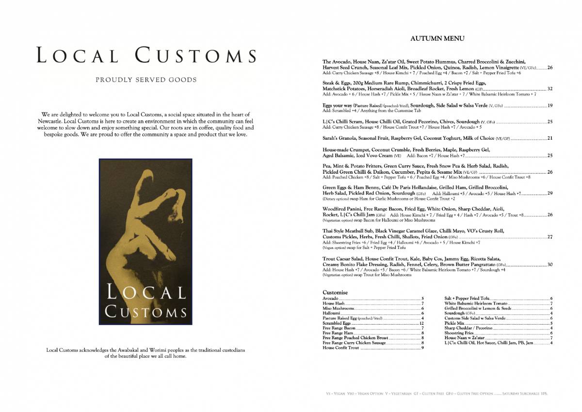 Local Customs меню