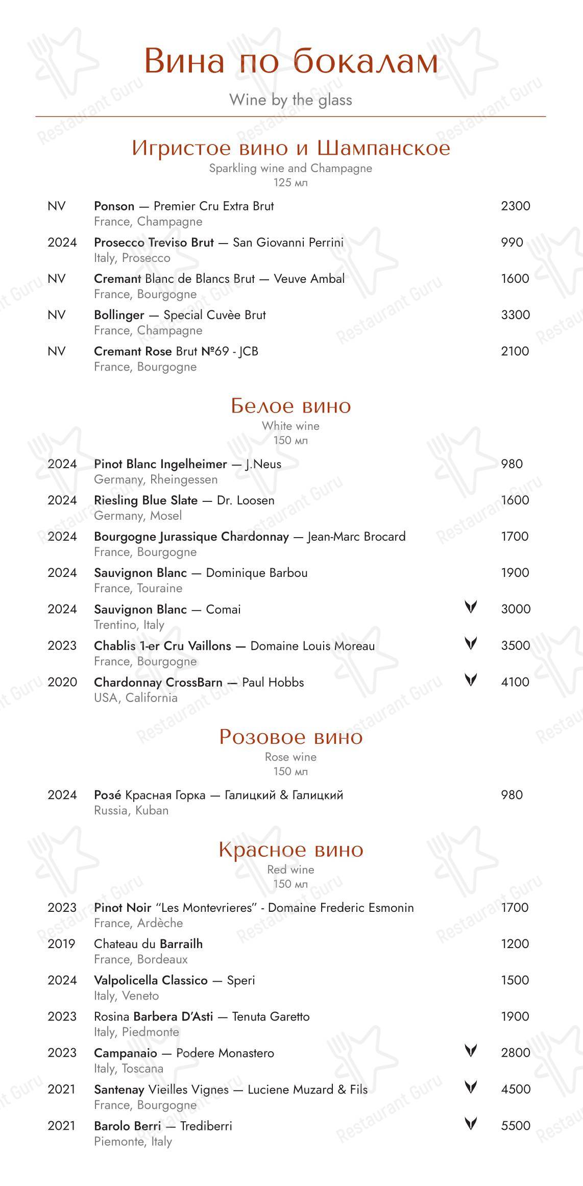 Меню ресторана Londri - Dinner Menu