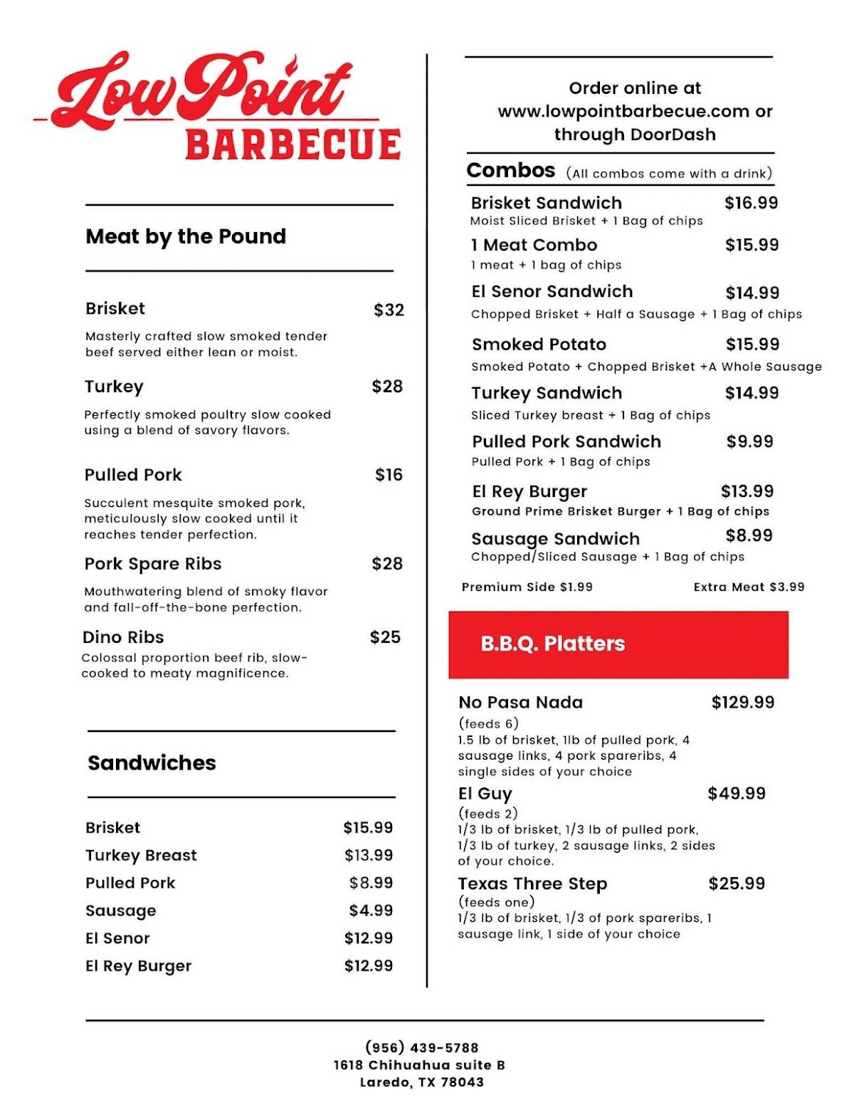 LowPoint Barbecue меню