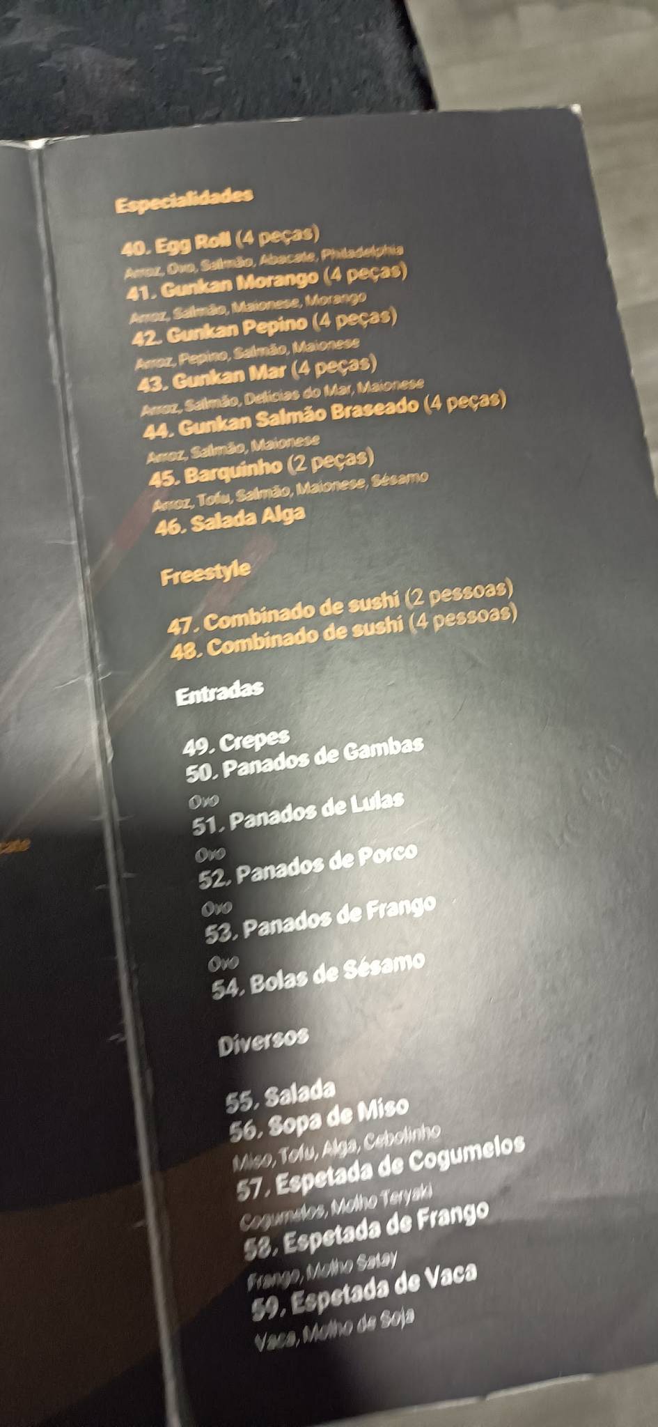 Restaurante Lua меню