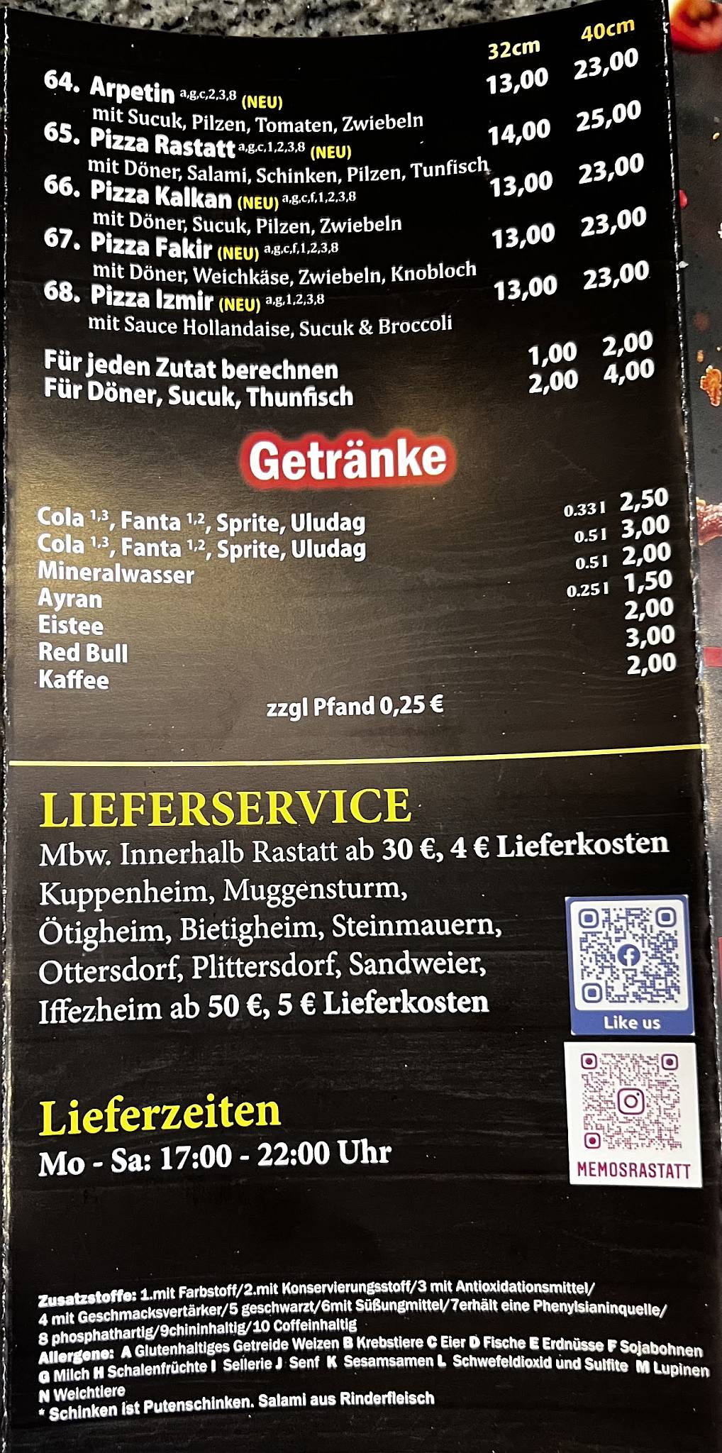MEMO'S Döner Pizza Haus меню