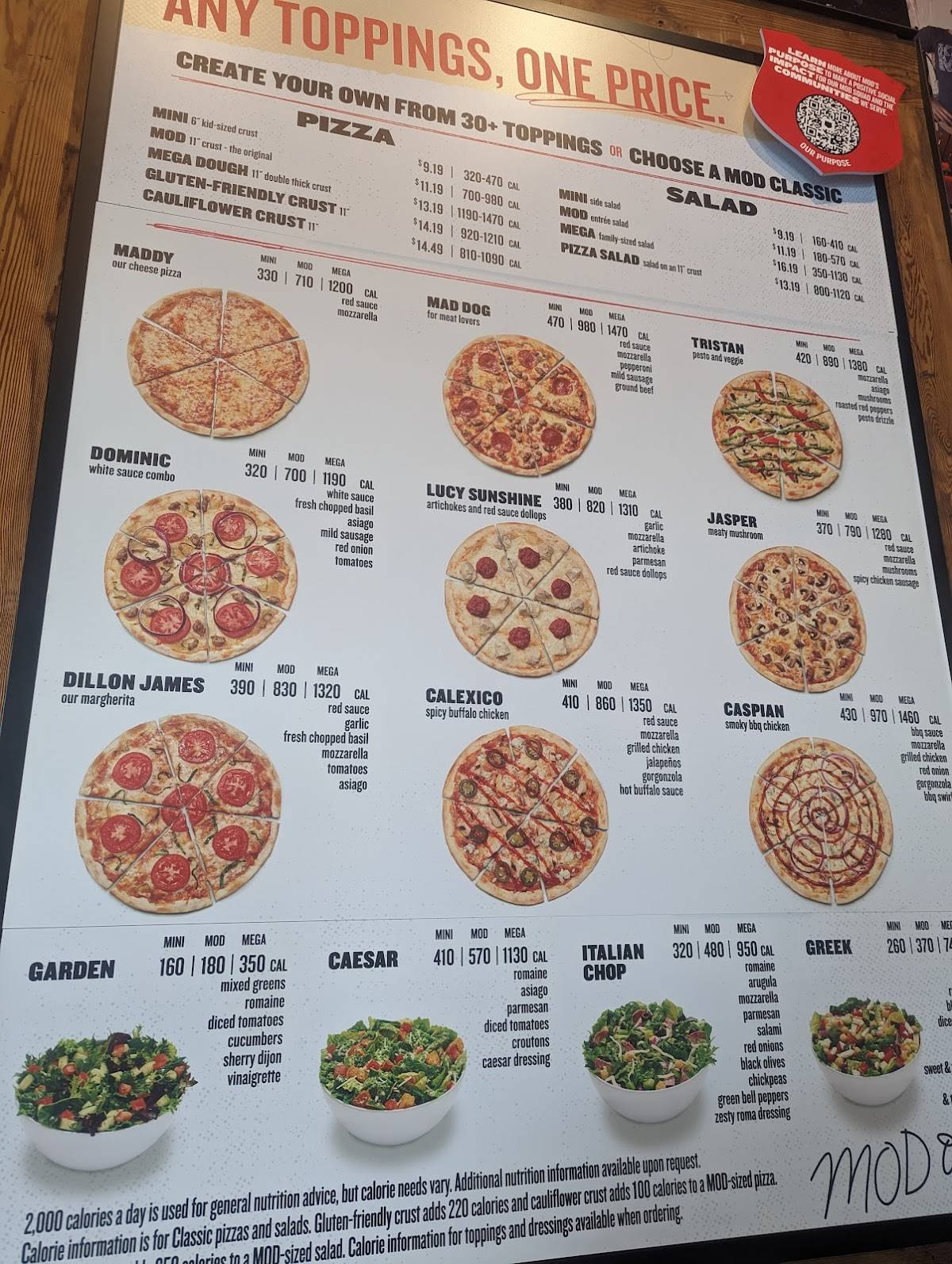 MOD Pizza меню