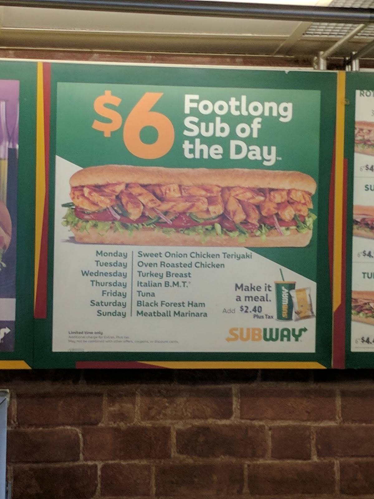 Subway меню