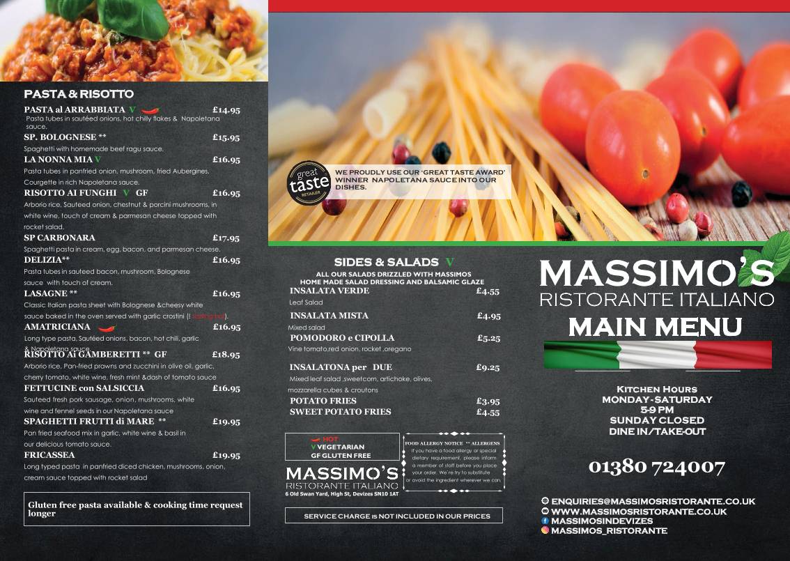 Massimo’s Ristorante Italiano меню