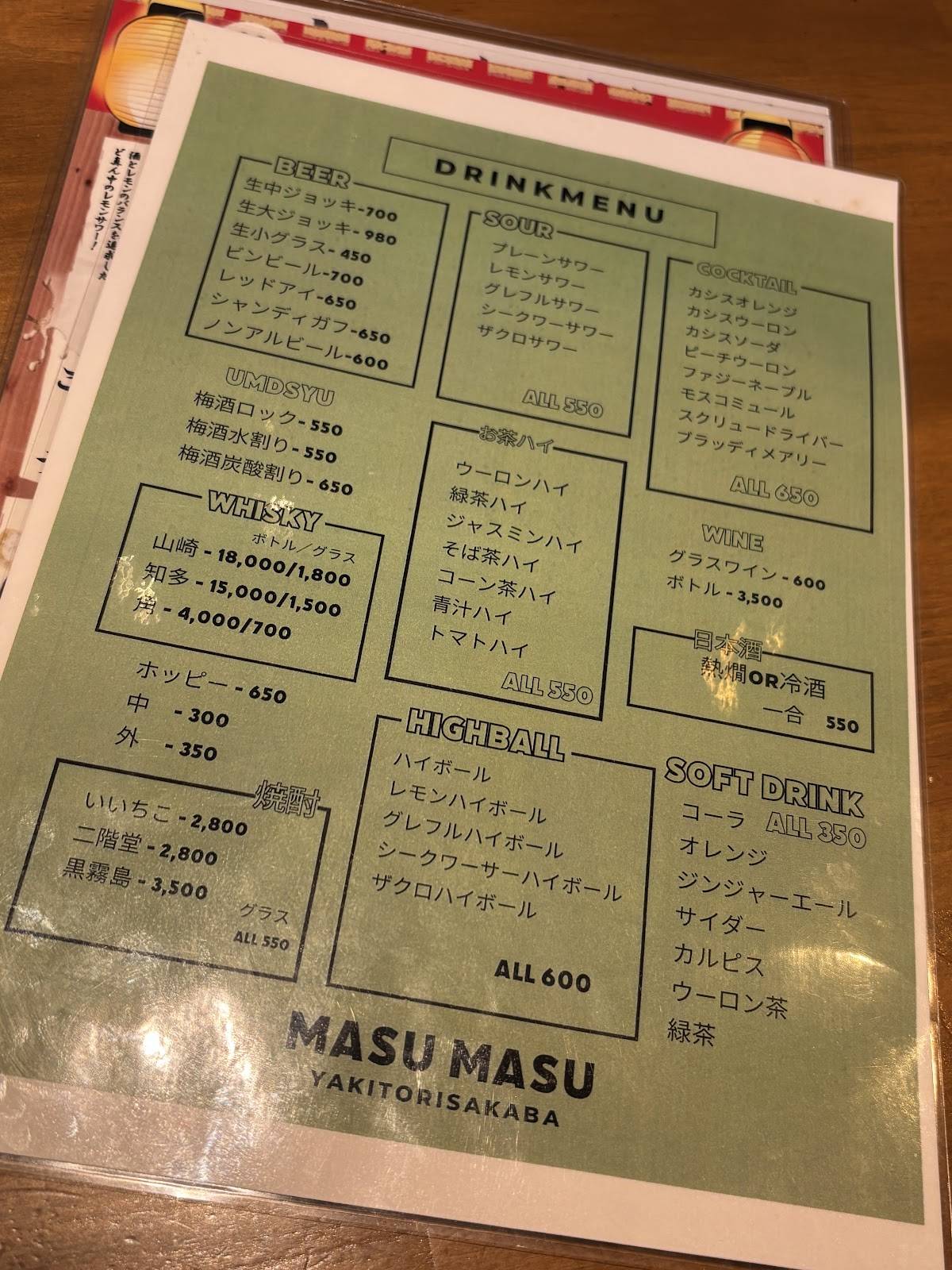 Masumasu меню