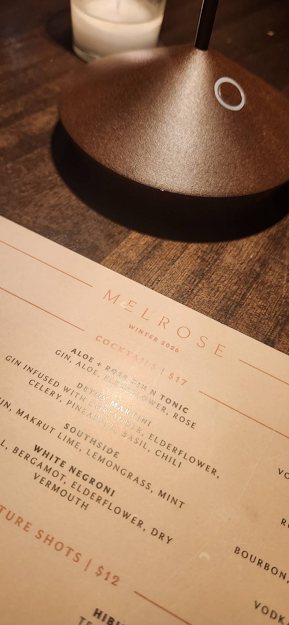 Melrose меню