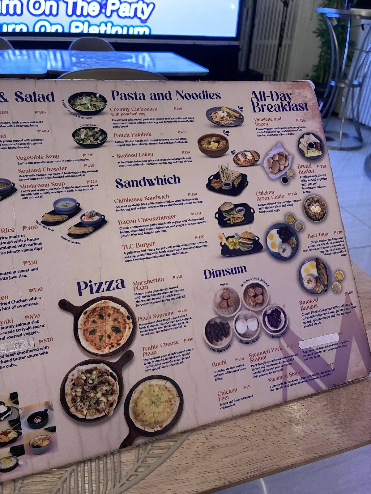 Mento Binondo меню