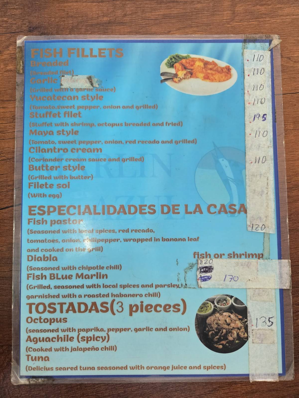 El Marlin Azul меню