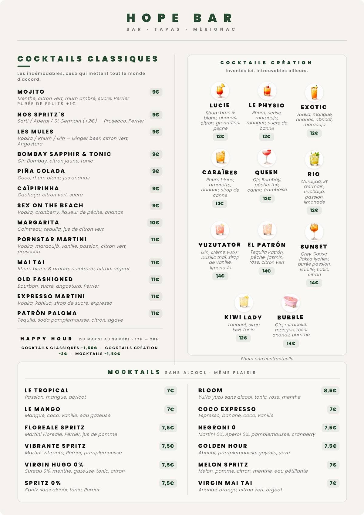 Hope - Bar - Tapas меню