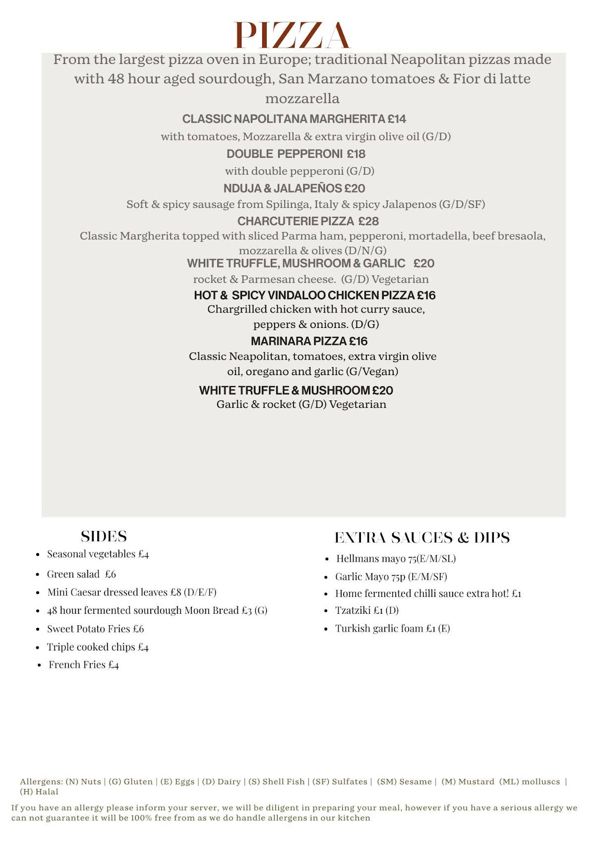Bazaar Restaurant меню