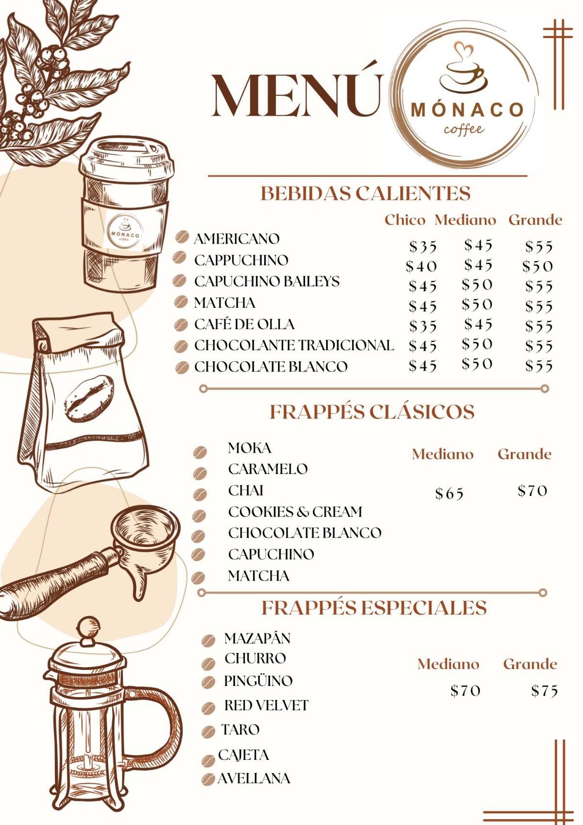 Monaco Coffee меню