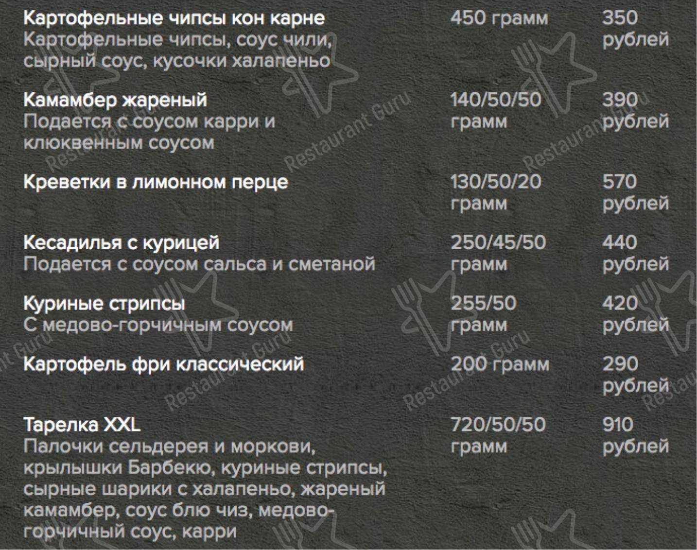 Взгляните на меню The Standard Bar