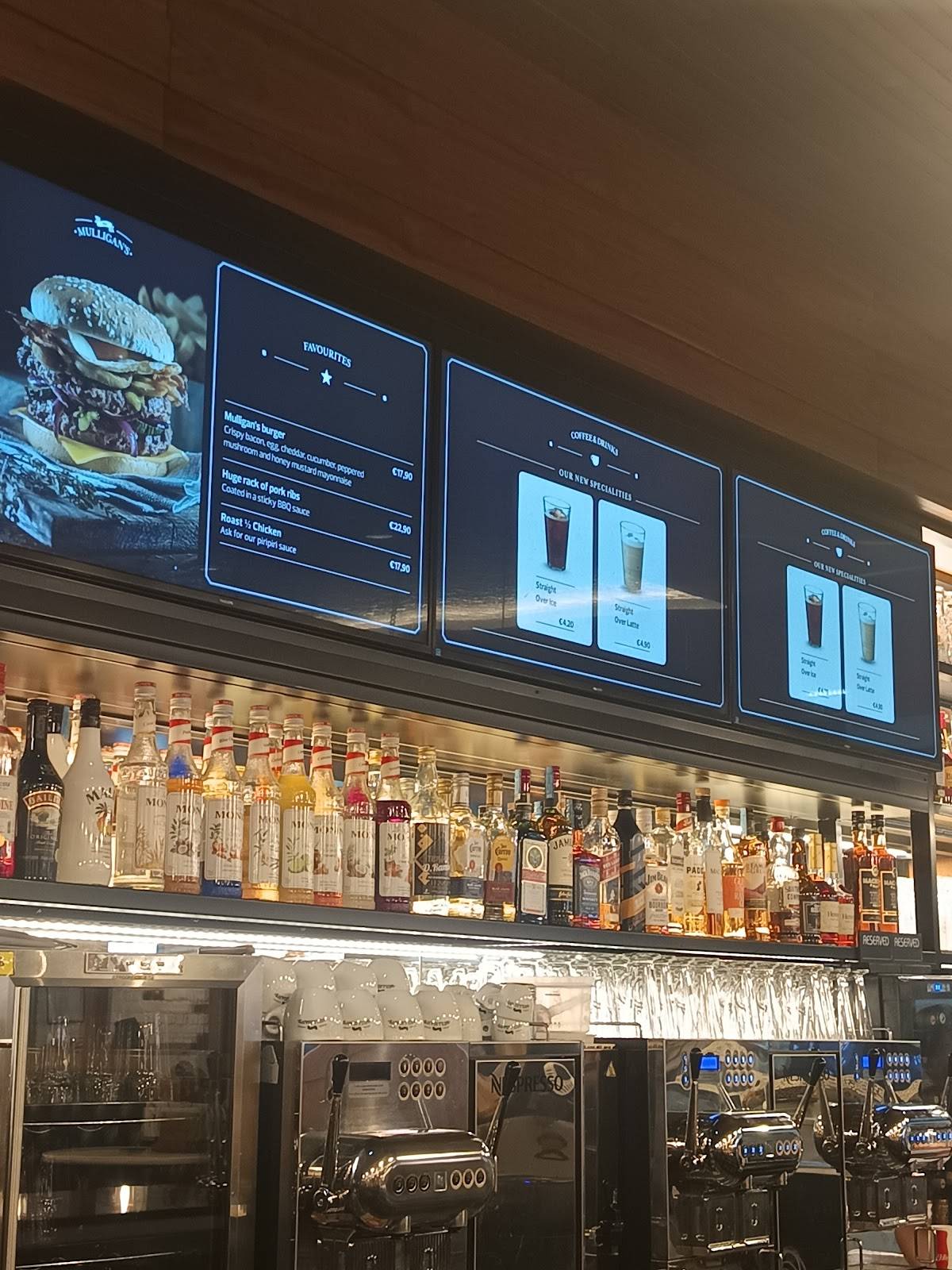 Mulligans Irish Bar меню