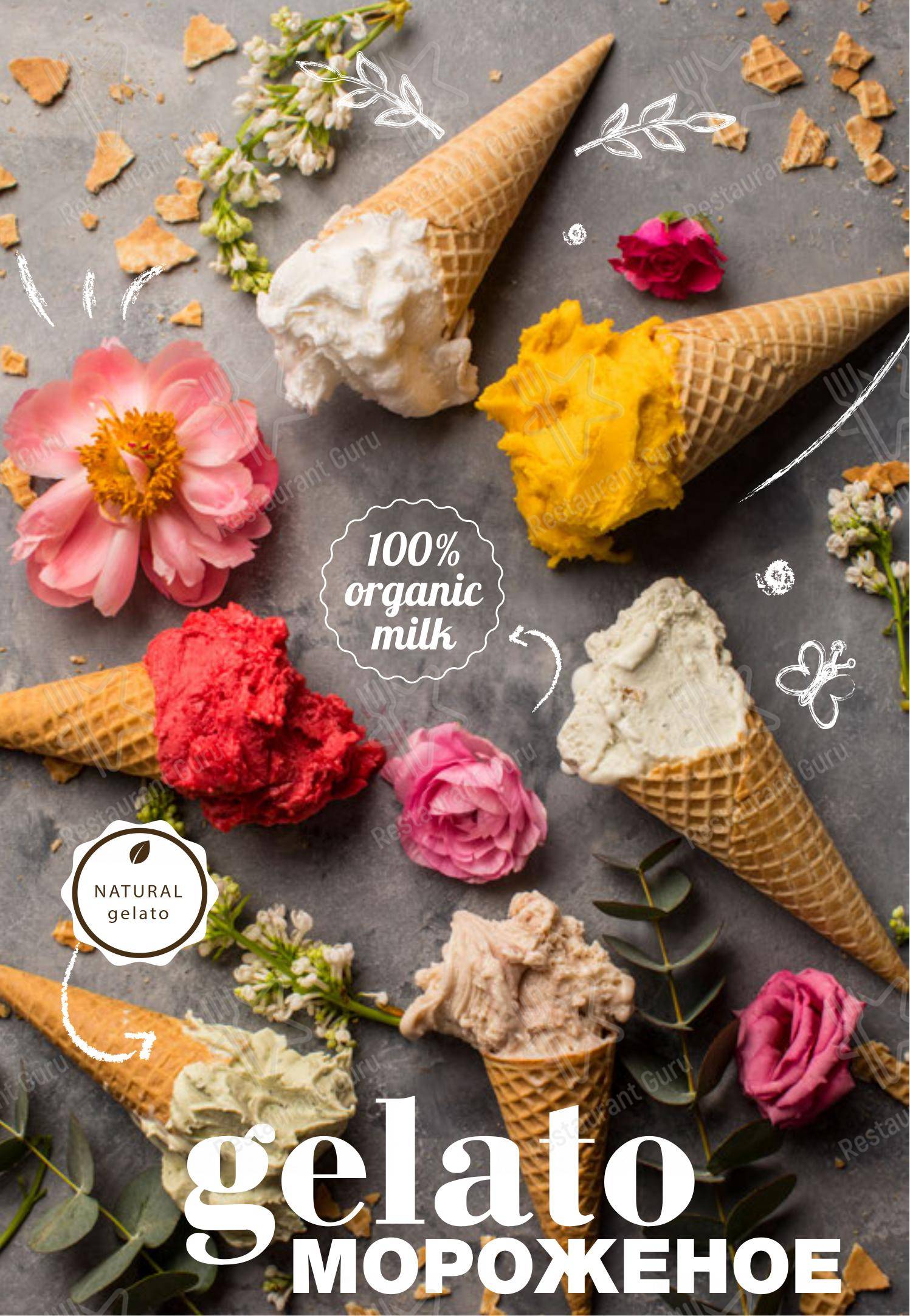 Меню для посетителей десерта My Gelato