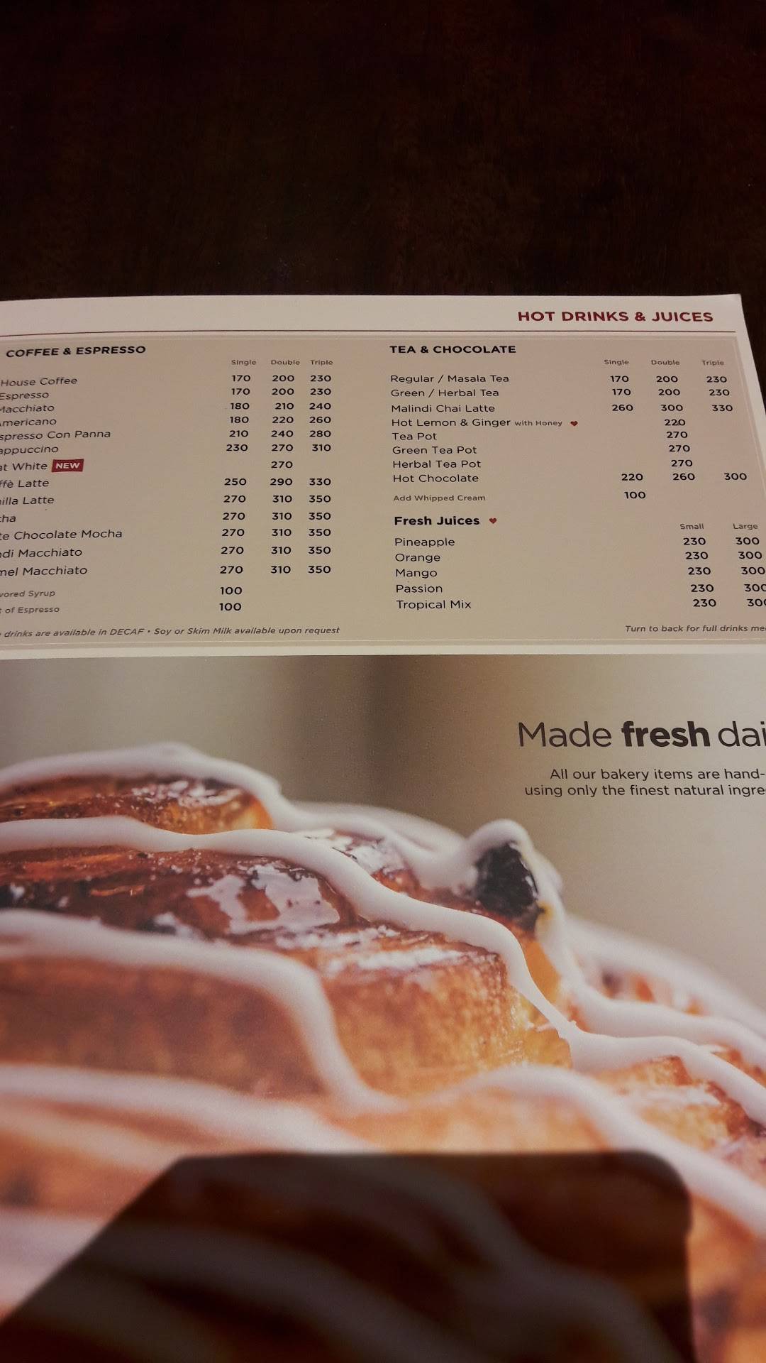 Java House - Adams Arcade меню