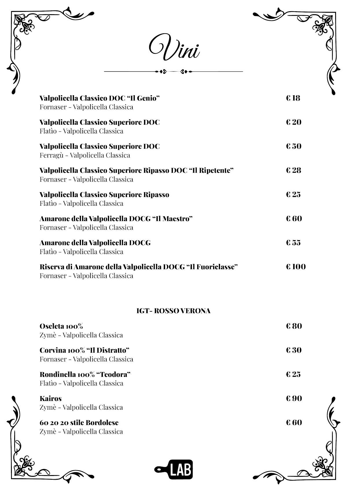 LABISTROT меню