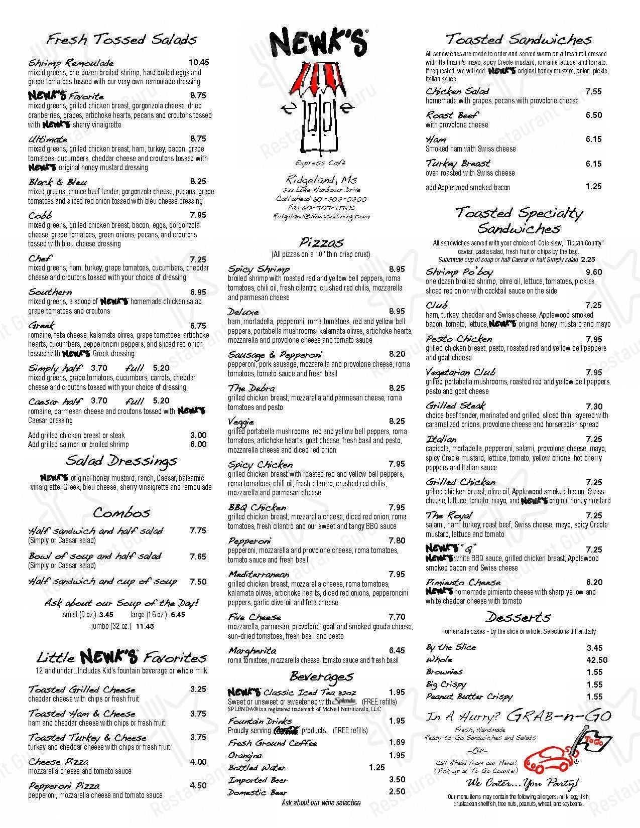 Newk's Eatery меню