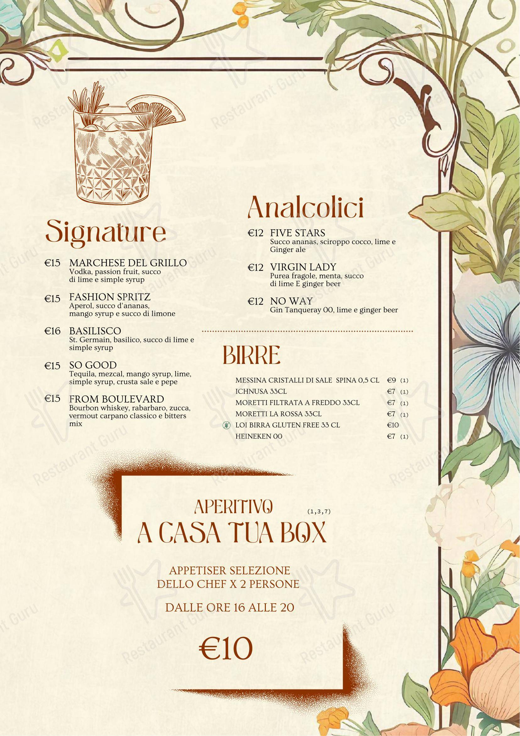 Меню ресторана Nomina Cucina Ludica