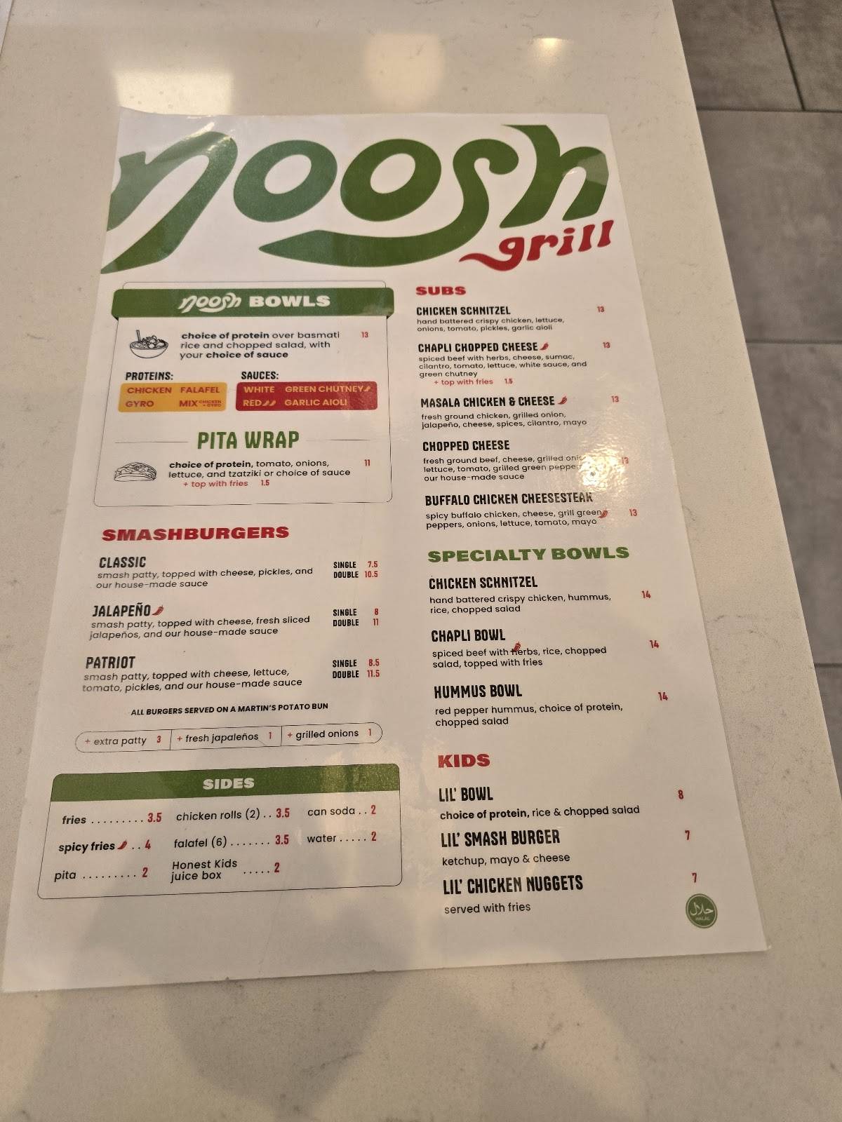 Noosh Grill меню
