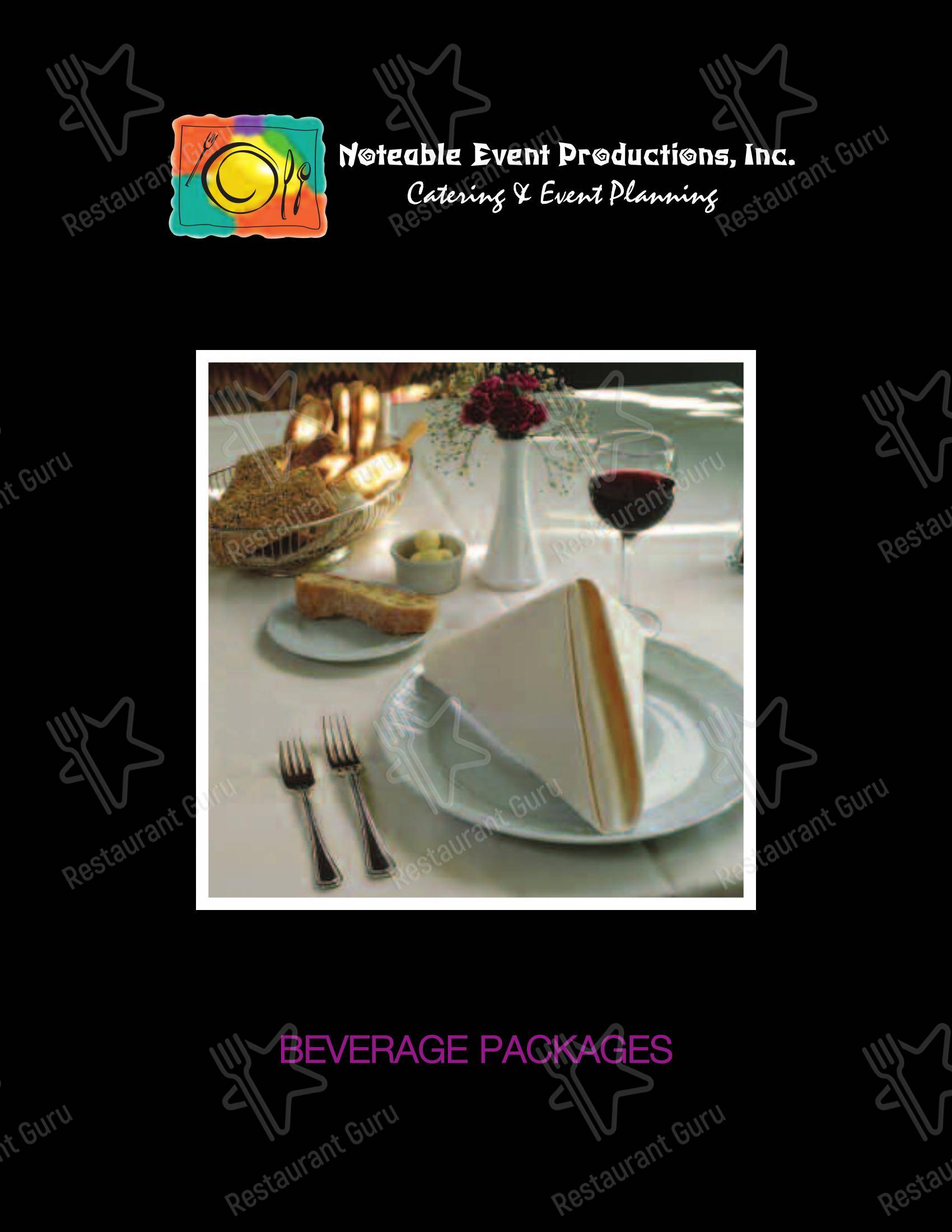 Noteable Events в Элджине - Меню