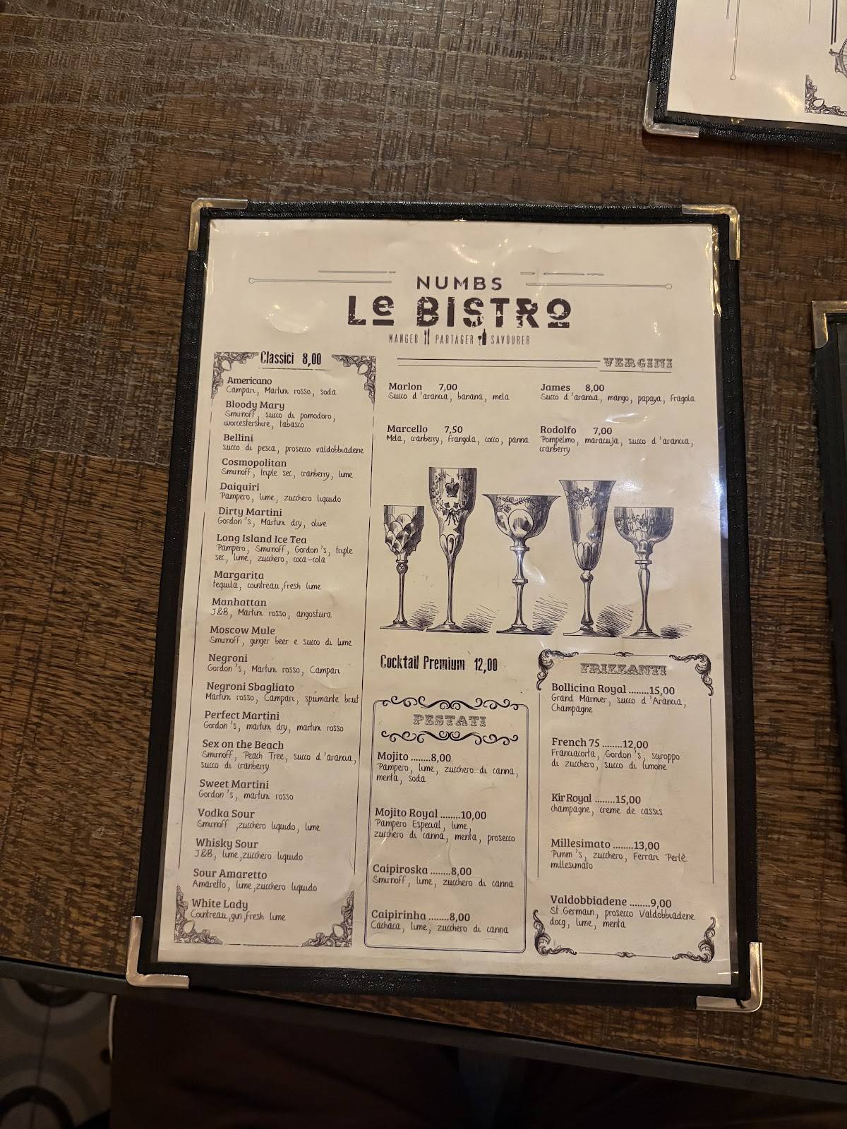 Numbs Le Bistro меню